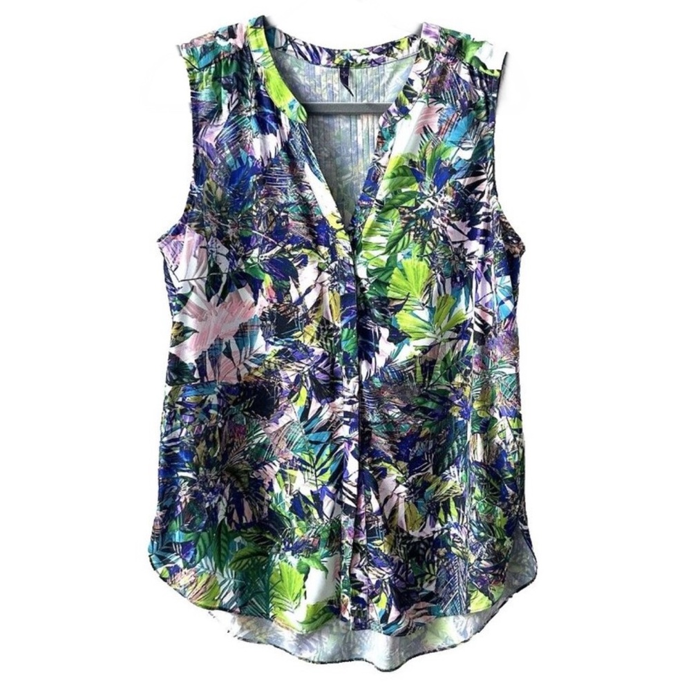 VGUC- NYDJ 100% Rayon Sleeveless Button Down w/Pintuck Back Placket